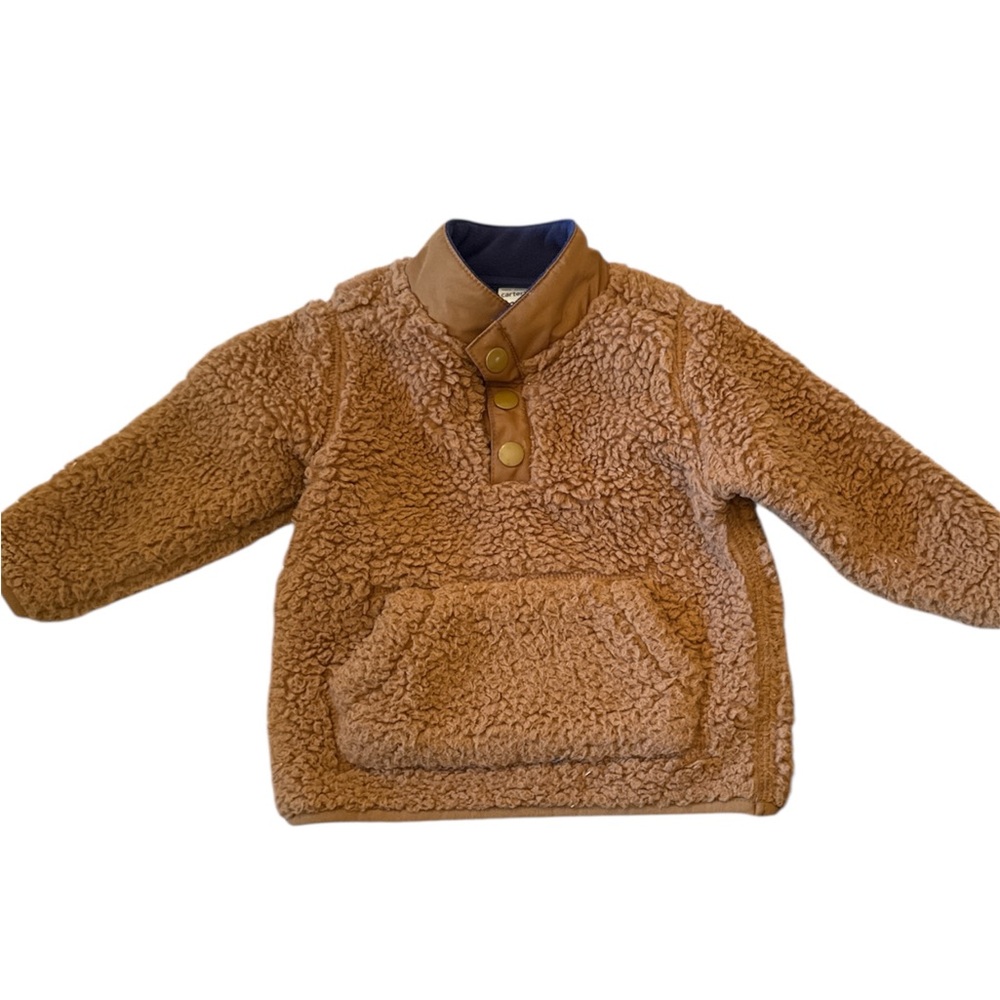 Carter’s Brown Fleece Pullover 12M | Neutral Toddler Pullover | Smoke/Pet-Free